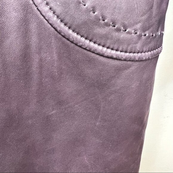Soia & Kyo Purple Leather Trench Coat Jacket Size Small Classic Structured - Picture 11 of 16